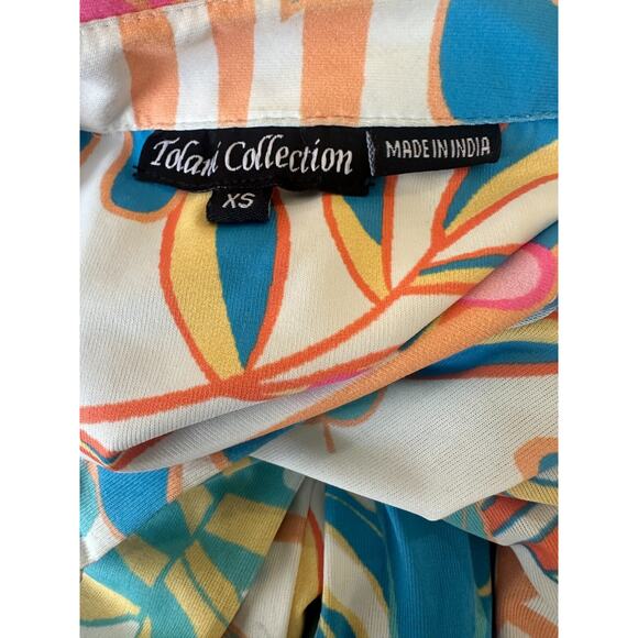 Tolani Long Sleeve Collared Maxi Dress W/ Pockets Tropical Print XS Oversized - Picture 8 of 14